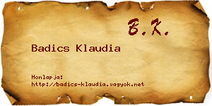 Badics Klaudia névjegykártya